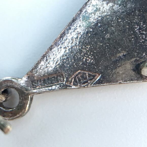 Stamped silver textured geometric fish hook earrings - Picture 8 of 11